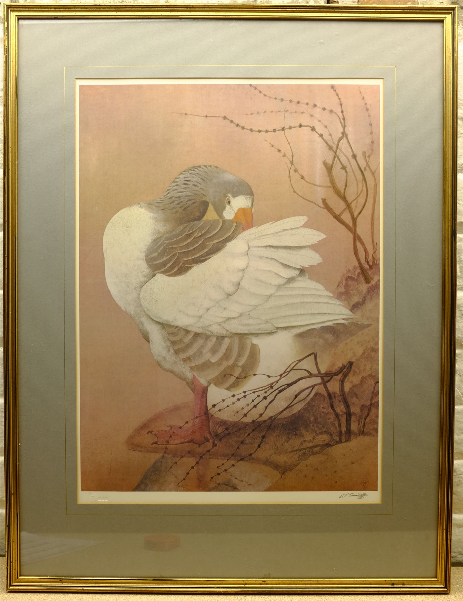 Charles Frederick Tunnicliffe (British 1901-1979): Greylag Goose, colour print signed in pencil with Fine Art Trade Guild blindstamp 60cm x 44cm