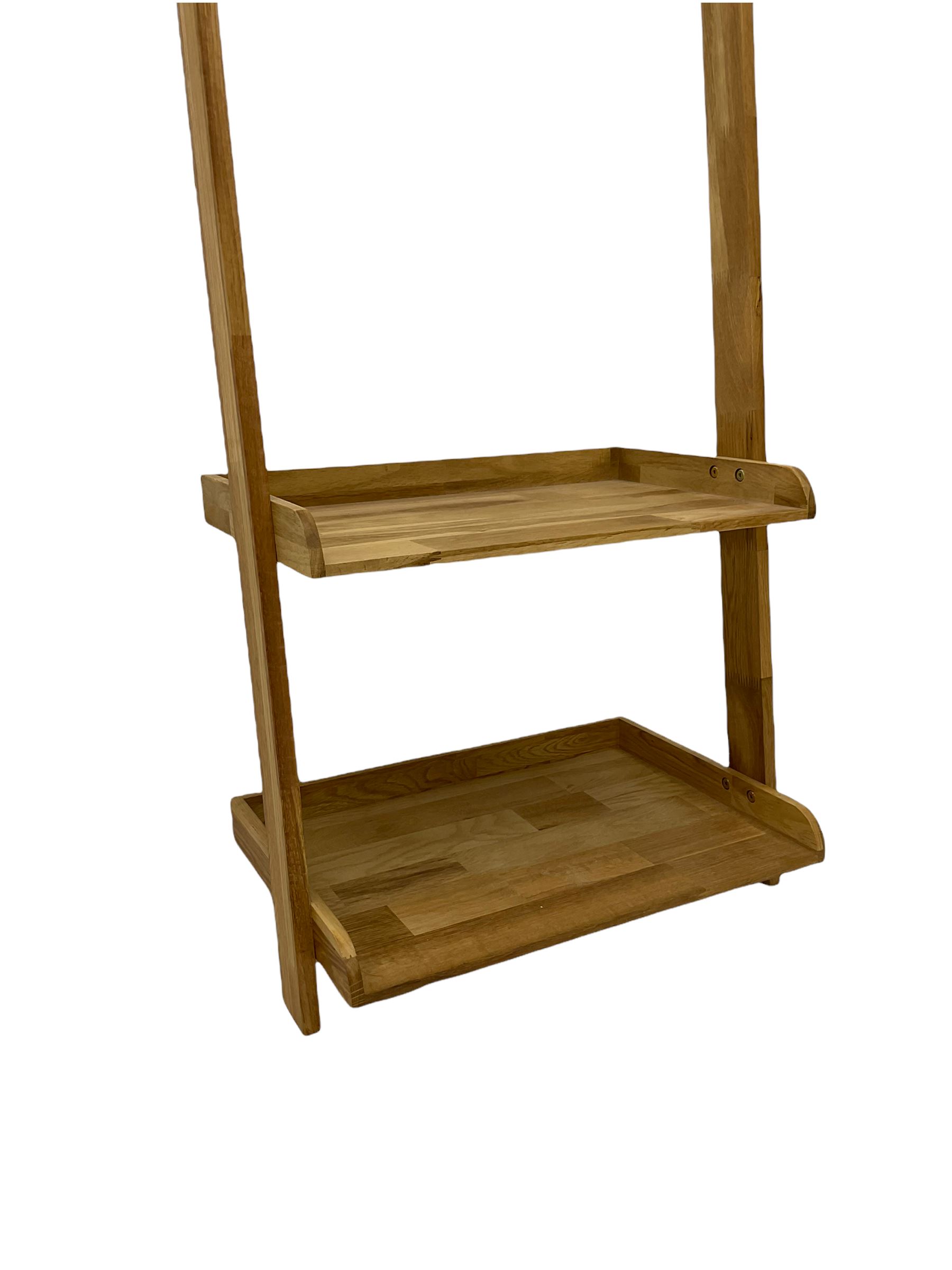 Futon Company - hallstand fitted with hooks and two shelves (W55cm, H181cm, D47cm), and a wall mirror with shelf and hooks (30cm x 40cm)