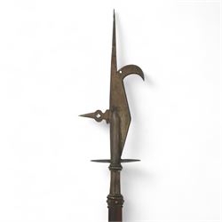 16th century style Bill, the sickle engraved with a Yorkshire Rose, H227cm