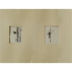 Hans Åsberg (Swedish 1932-): Landscape Sketches, set six miniature pen and inks framed as three signed and dated '81, max 9cm x 14cm (3)