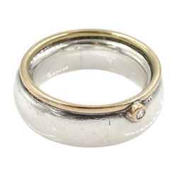Boodles and Dunthorne 14ct gold and silver single stone bezel set round brilliant cut diamond ring, hallmarked B&D, London 1998