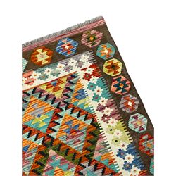 Chobi Kilim multi-colour rug, overall geometric design