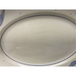 Susie Cooper Hyde Park pattern coffee set, comprising coffee pot, four coffee cans and saucers, dessert plates, together with three plates in a similar design 