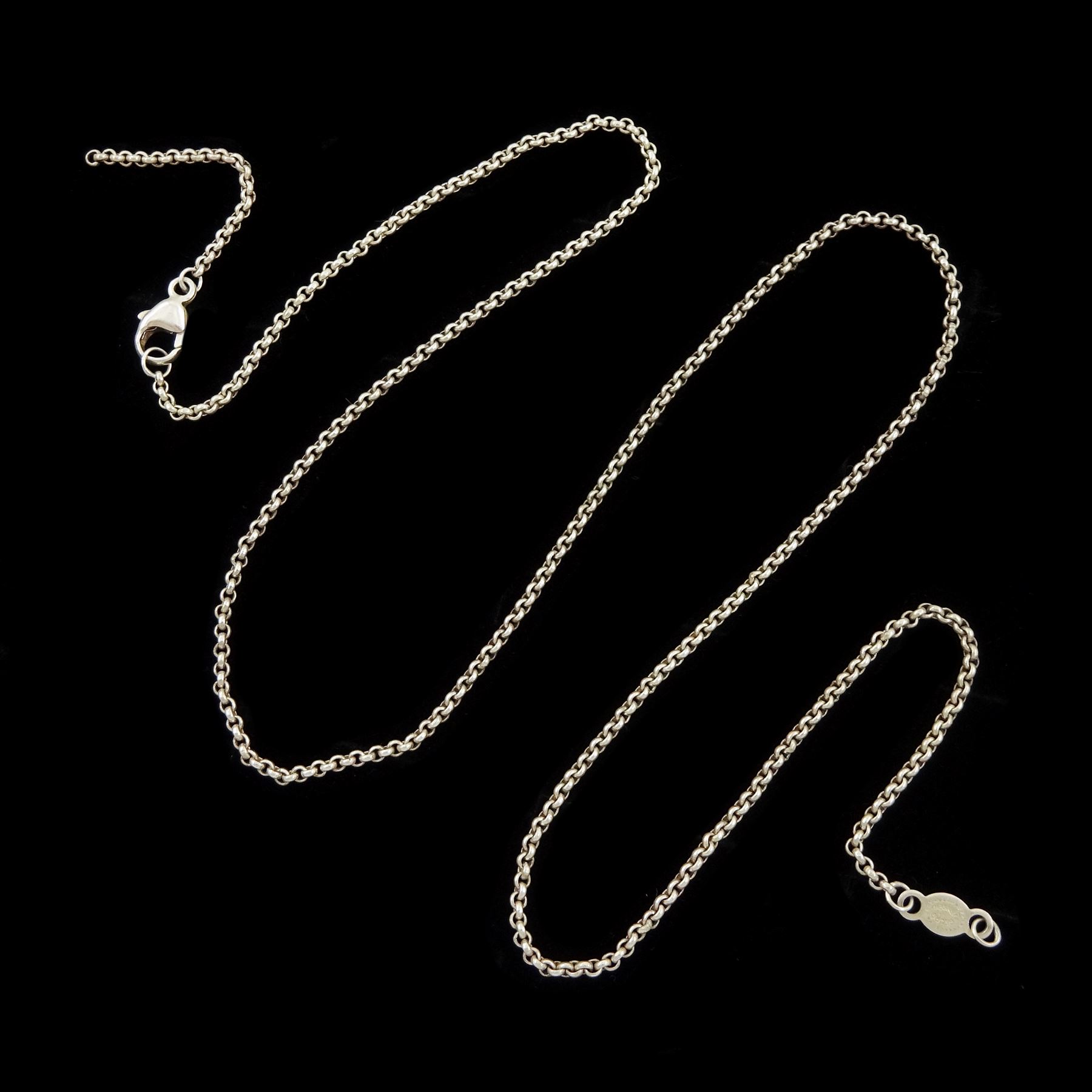 Georg Jensen silver smoky quartz pendant, No. 453, designed by Kim Buck, with Georg Jensen silver necklace, boxed