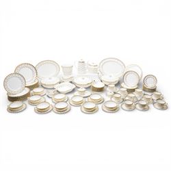Spode Fleur de Lys tea and dinner service for ten, comprising dinner plates, side plates o...