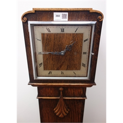  1930s oak cased granddaughter clock with electric movement, H138cm  