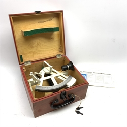 Freiberger Prazisionsmechanik yacht sextant with white painted framework, serial no.135152, in painted wooden case with manual and certificate dated 1984