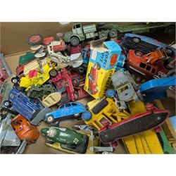 Collection of diecast model vehicles, including Dinky and Corgi examples, mostly loose and playworn