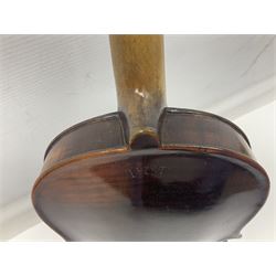 Czechoslovakian violin stamped LIZST c1920 with 35.5cm two-piece maple back and ribs and spruce top L59.5cm overall; in carrying case