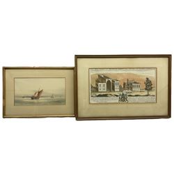 Garman Morris (British fl.1900-1930): Fishing Fleet on a Calm Sea, watercolour signed G M Avondale; Samuel Buck (British 1696-1779): 'The West Prospect of Rivaulx [sic] (Rievaulx) Abbey near Helmsley in Yorkshire', engraving with hand-colour, F Ford Lea (Early 20th century): On the Beach 'Connemara', oil on board signed and dated 1910, partial title verso (3)