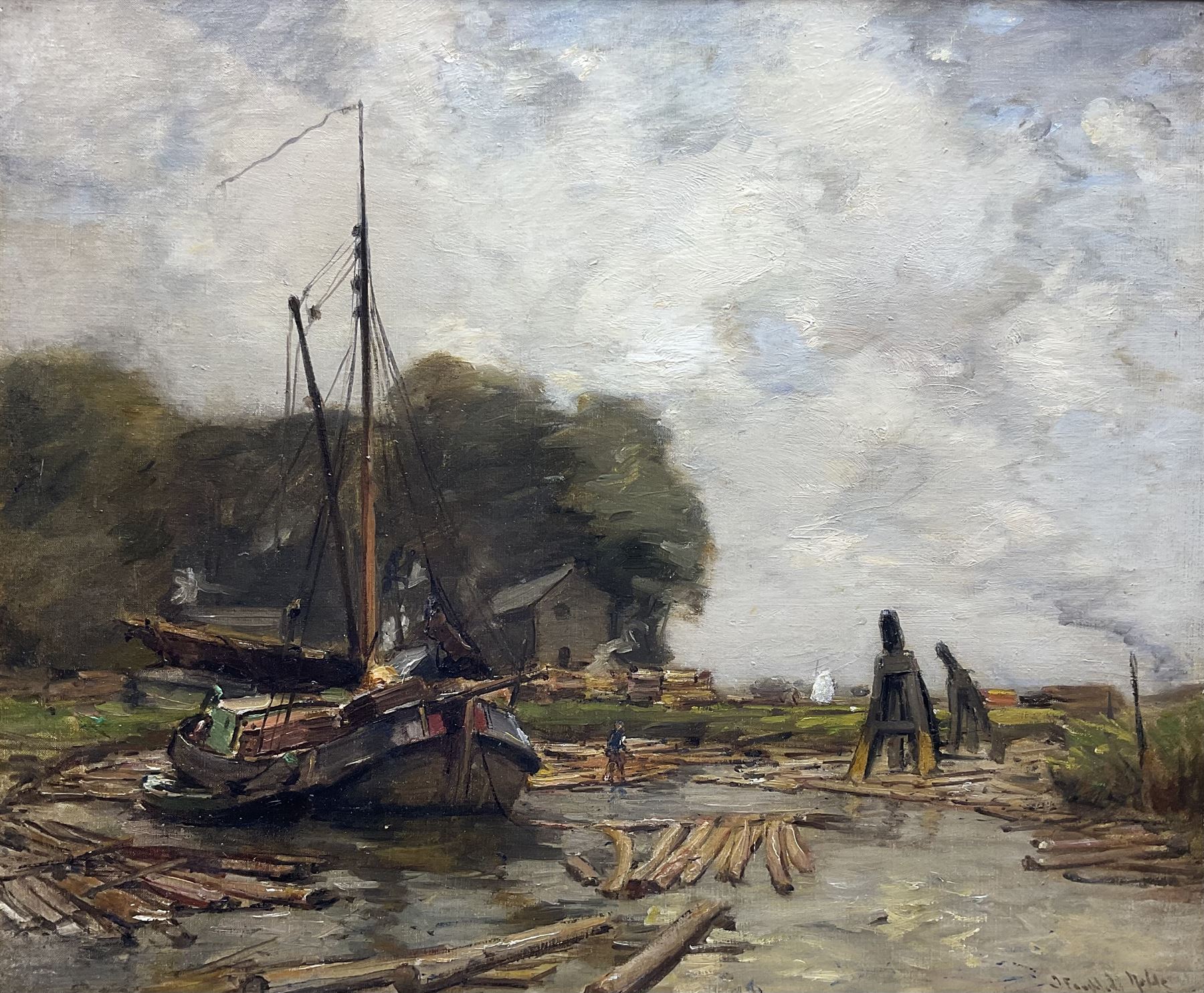 James Campbell Noble RSA (Scottish 1846-1913): 'Sawmill on the Nord Dyke', oil on canvas signed, original title label verso 50cm x 60cm