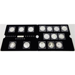  Silver coins - 'Fabulous 15 Silver Collection', complete with certificates, comprising fifteen 1Oz silver coins in capsules  