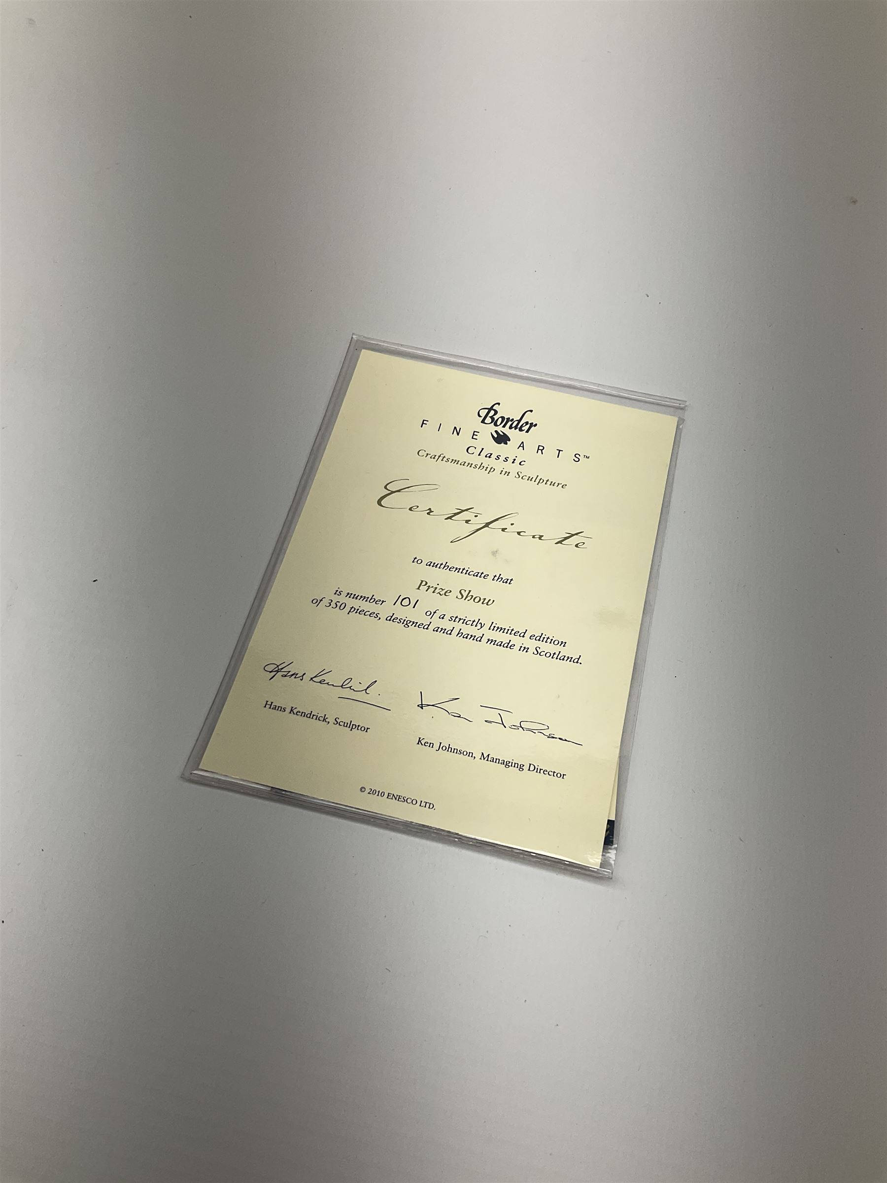 Border Fine Arts 'Prize Show' figure, model No. B1265 by Hans Kendrick, limited edition 101/350, on wood base, with certificate