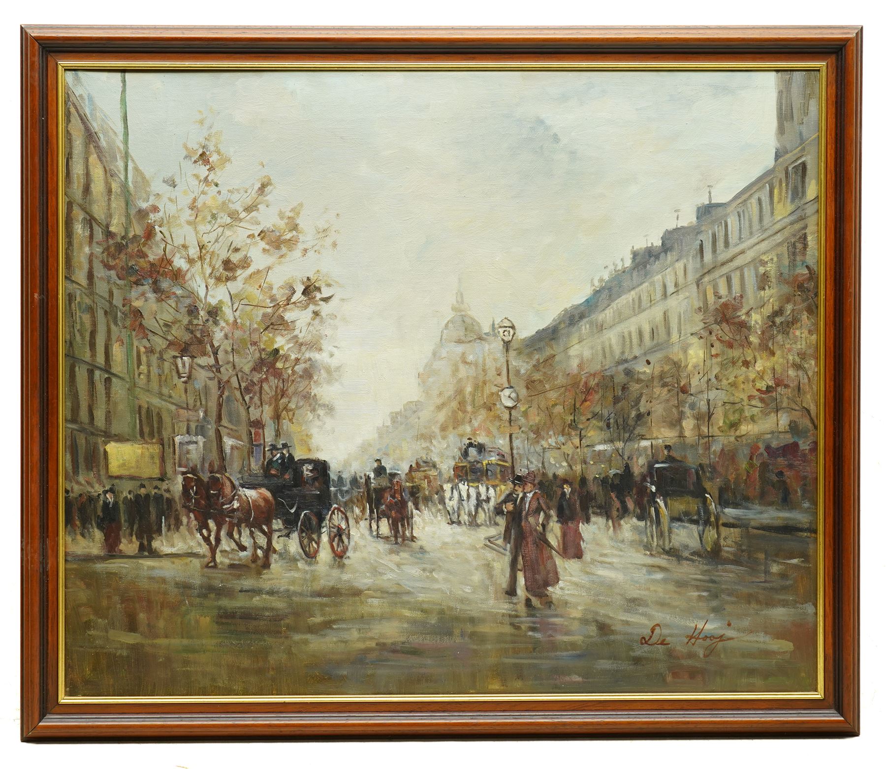Dutch School (20th century): Parisian Street Scene, oil on canvas signed 'De Hooj' 50cm x 60cm