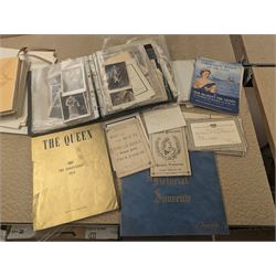 Collection of mostly Royal ephemera and commemorative memorabilia, including souvenir programmes, Royal Pedigrees, postcards, and newspaper reprints, etc, contained within a folder