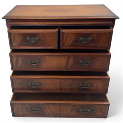 Charles Barr - mahogany bachelor's chest, with brushing slide two short over three long drawers with moulded edges, shaped apron raised on bracket feet