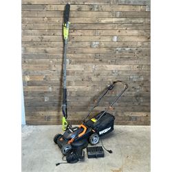 Workx electric lawnmower with two batter