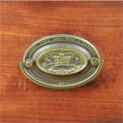 19th century mahogany chest, two short over three long drawers with brass handles, raised on shaped feet