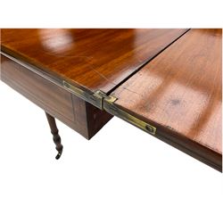 Early 19th century inlaid mahogany D-shaped tea table, fold-over top