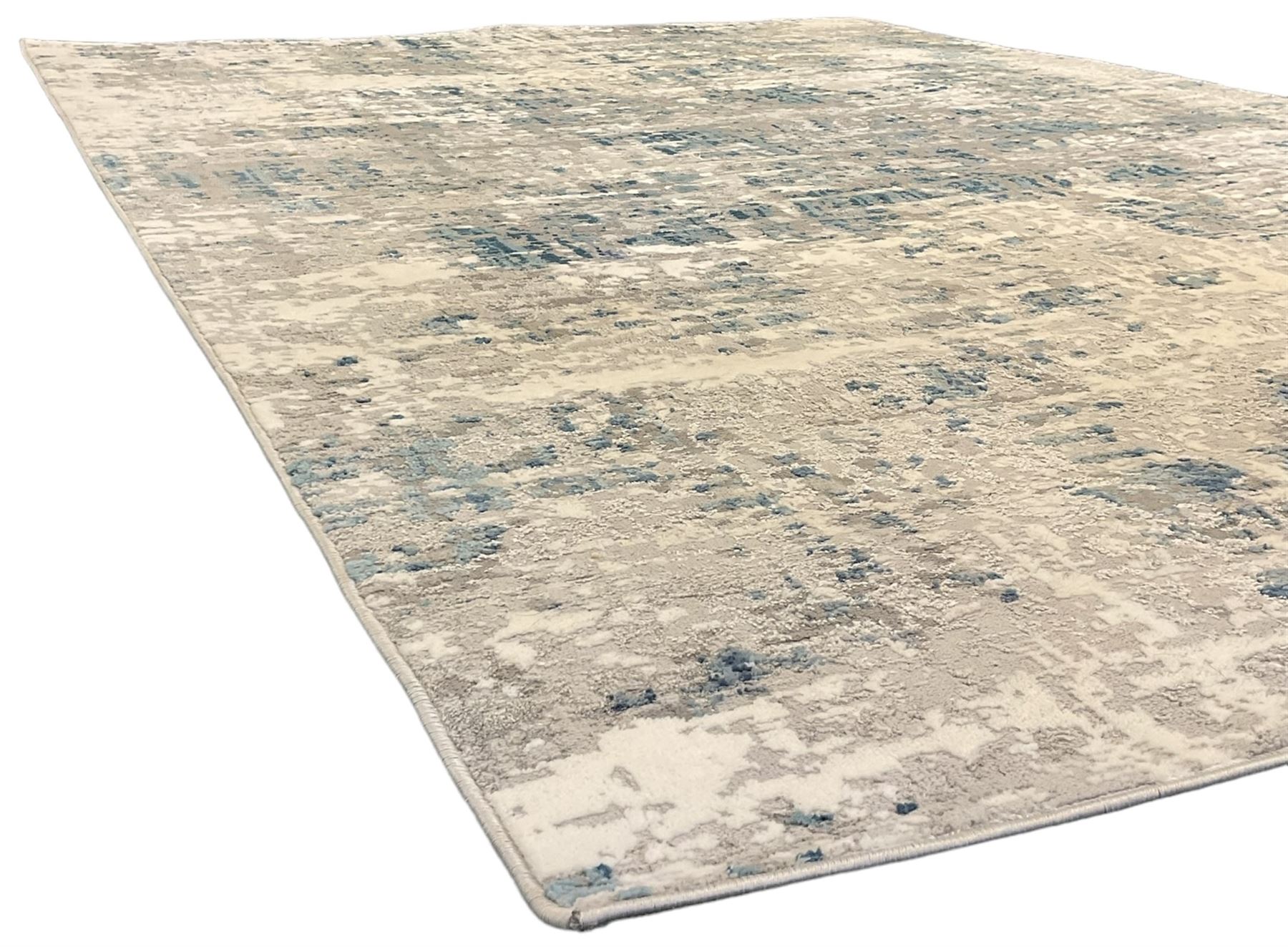 Contemporary abstract rug in blue and grey shades 