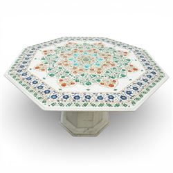 20th century Florentine design composite marble pietra dura centre table, octagonal white ...