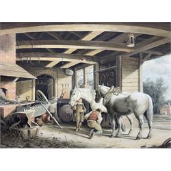 Glynn Williams (British 1955-): The Blacksmith, oil on board signed 30cm x 40cm