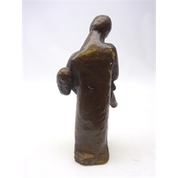  Mikko Hovi, (1879-1962, Finland) bronze figure of a woman holding two dolls, inscribed M. Hovi to reverse, H33.5cm   