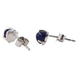Pair of 18ct white gold heart shaped sapphire stud earrings