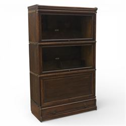 Globe Wernicke - early 20th century three sectional stacking library bookcase, two glazed ...