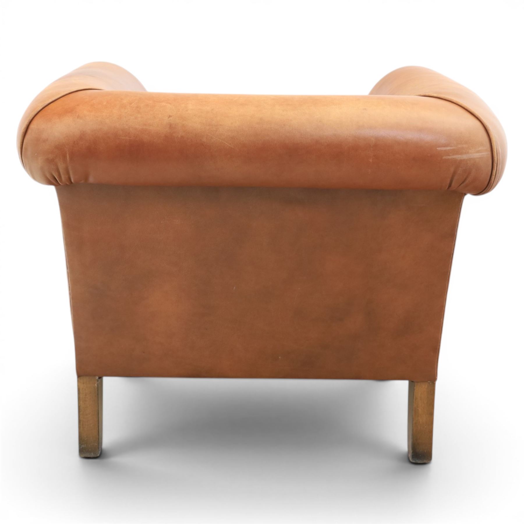 20th century tub armchair upholstered in tan leather