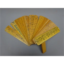  Important and rare large collection of autographs of cricketers, late 1940's to 1970's, extending to over two thousand seven hundred signatures written on both sides of fifty-six thin beech leaves each in the shape of a cricket bat blade 280mm x 35mm and pinned together in the style of a swatch with a split cricket bat as front and rear covers, including Herbert Sutcliffe, Jim Laker, Len Hutton, Leslie Compton, Dennis Compton, Don Bradman, Alec Bedser, 1954 Canadian Touring team, Australian, New Zealand, West Indies, Indian, Pakistan, South Africa and MCC/England players. The collection was put together by James Toon with the help of a friend who was sports editor at The Times and his name (J.H.C.Toon) appears on the bottom edge of the rear cover. It then passed by direct descent to the vendor, his nephew.     