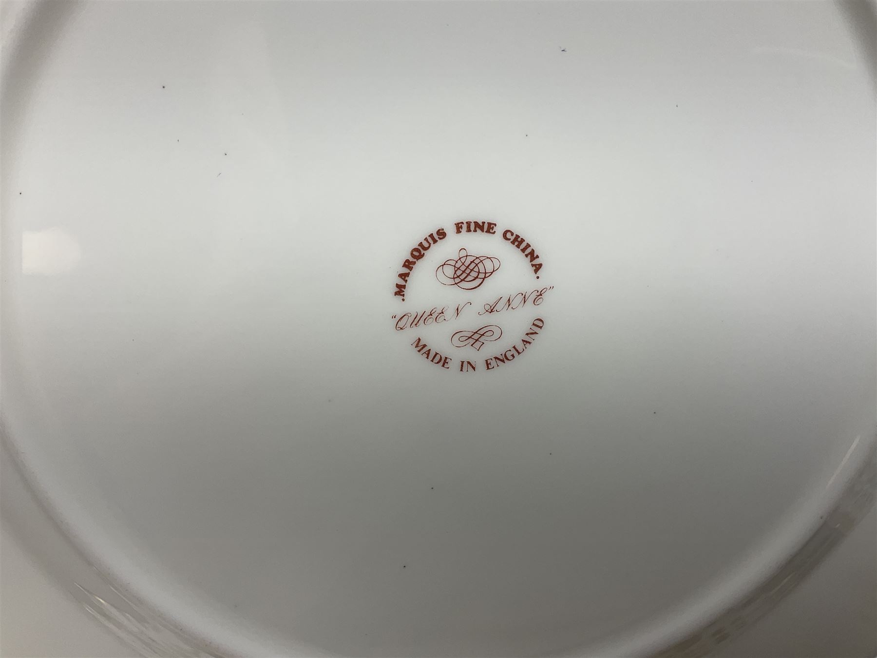 Hammersley Queen Anne pattern, part tea and dinnerwares, to include six dinner plates, five side plates, six soup bowls, teapot, covered sucrier, six teacups and saucers, etc together with six matched dessert plates (40)