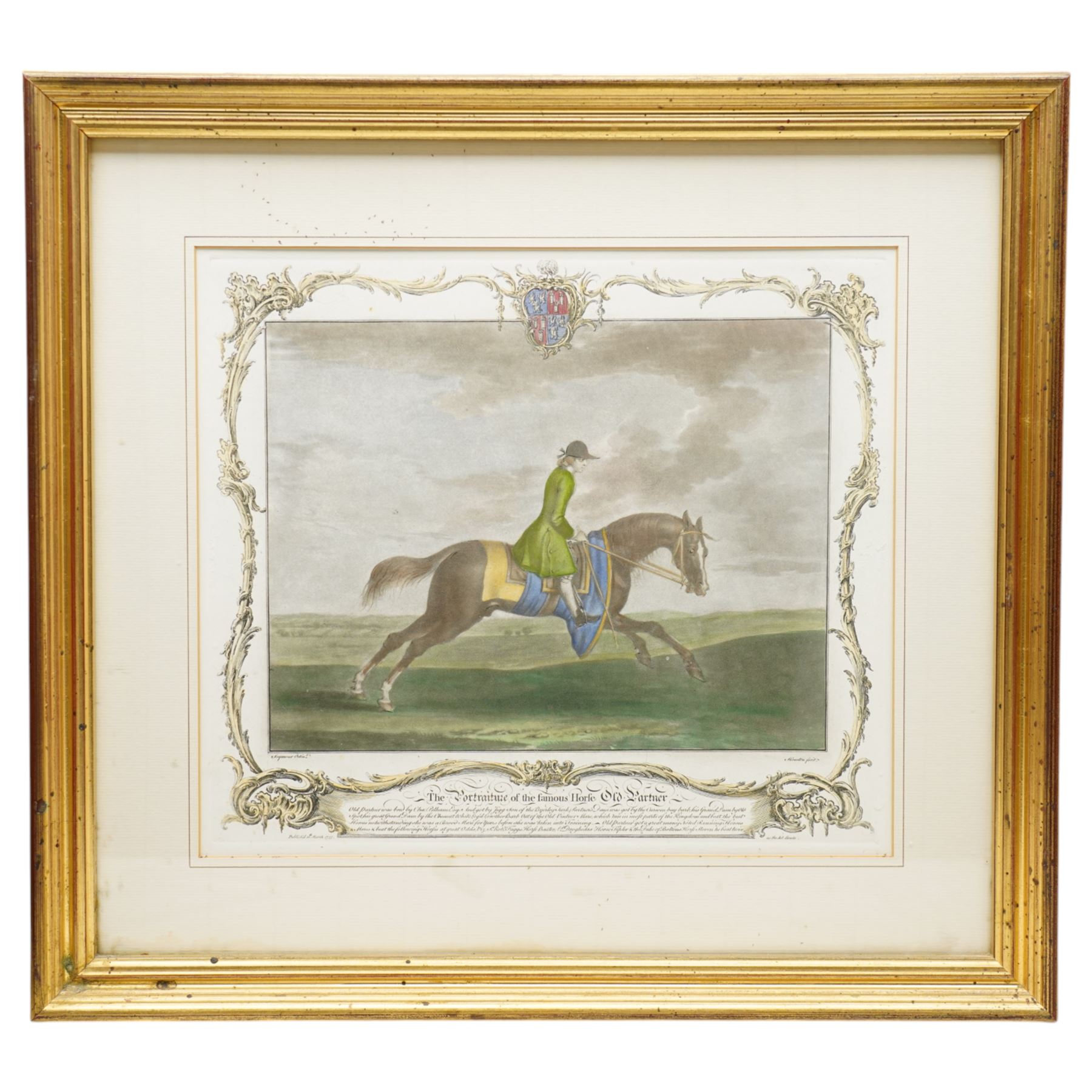 Richard Houston (British 1721-1775) after James Seymour (British 1702-1752): 'Portraiture of the Famous Horse Old Partner' and 'Childers the Fleetest Horse that Ever run and Newmarket', pair horse portraits from 'Celebrated Racehorses' 31cm x 35cm (2)