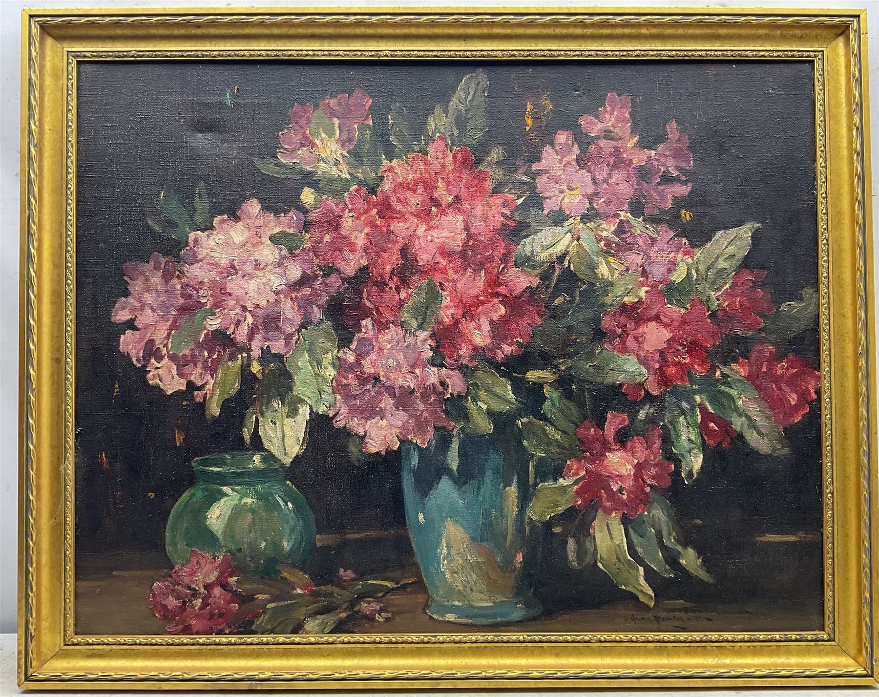 Owen Bowen (Staithes Group 1873-1967): Still Life of Flowers, oil on canvas signed 70cm x 90cm