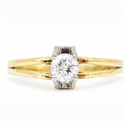18ct gold diamond ring, four claw set with a single round brilliant cut diamond of approx 0.35 carat