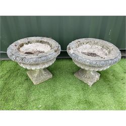 Pair of composite stone garden urns - THIS LOT IS TO BE COLLECTED BY APPOINTMENT FROM DUGGLEBY STORAGE, GREAT HILL, EASTFIELD, SCARBOROUGH, YO11 3TX