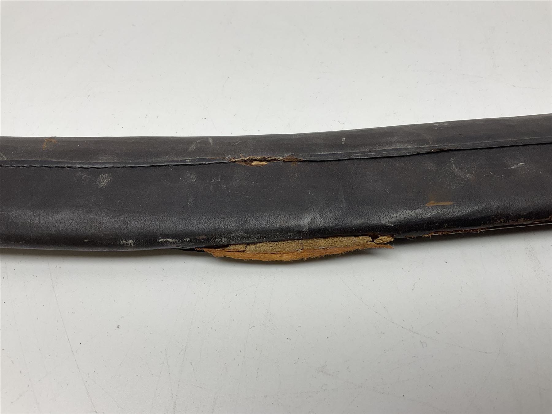 Late Victorian British Military gymnasium practice sword with 85.5cm fullered blunt pointed narrow straight blade, pierced bowl guard and chequered wooden grip L103cm overall; Leon Paul fencing foil with shaped grip and touche wiring; and two reproduction Indian tulwar swords with scabbards (4)