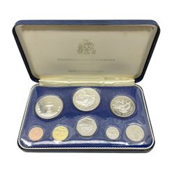 Barbados 1973 eight coin proof set, cased