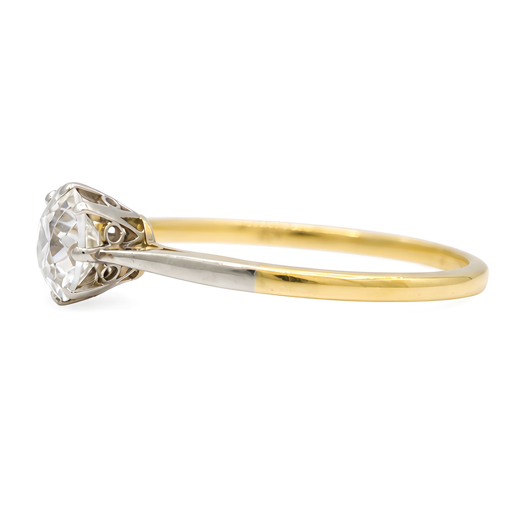 Early 20th century diamond ring, eight claw set with a single old cut diamond of approx 0.85 carat, stamped 18ct