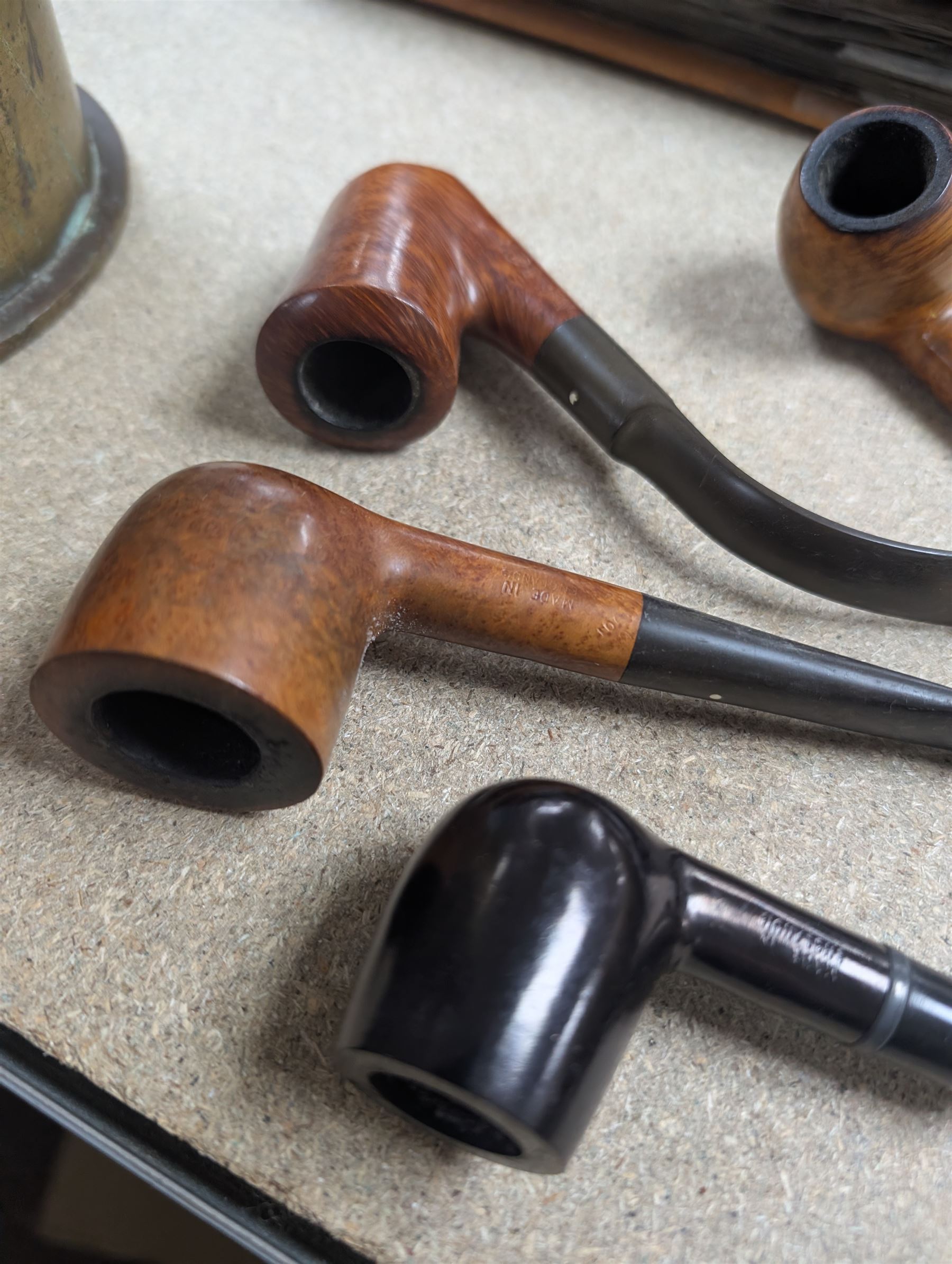 Karl Hart Schwetzingen cigar mould, together with a collection of pipes, including makers Carey, Stanwell, Dunhill etc