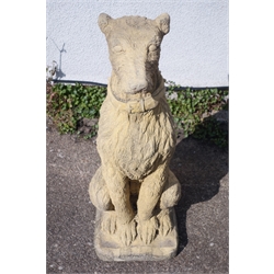 Composite stone garden model of a rough haired hound, H76cm   