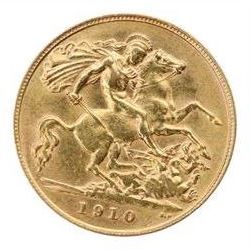 King Edward VII 1910 gold half sovereign coin