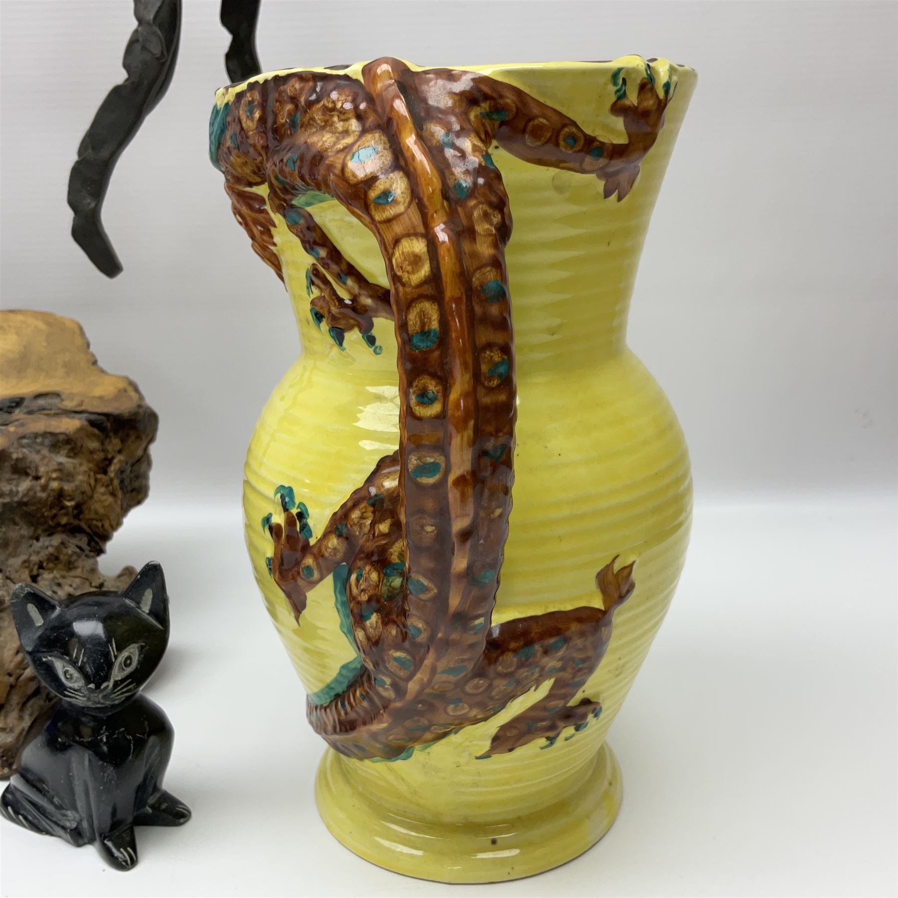 Bristol blue glass vase and goblet, together with Burleigh jug and other collectables