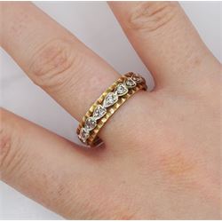 9ct gold cubic zirconia heart shaped full eternity ring, hallmarked