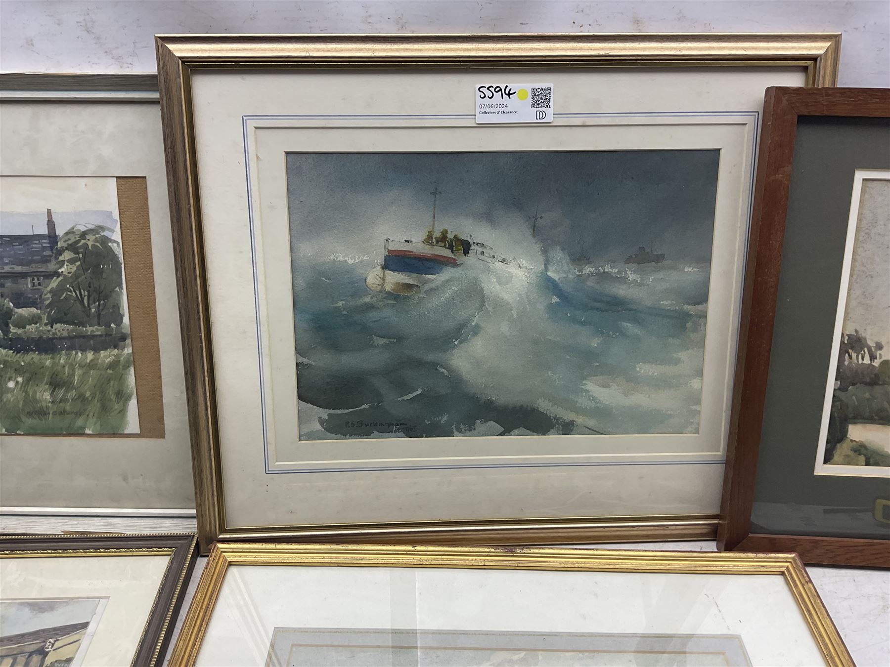 Chas H Neale (British 20th Century): 'Poets Corner - Long Millgate, Manchester', watercolour signed titled and dated 1964 together with a selection of variously signed British 20th century watercolours to include Norman Battershill, P S Buckingham and William Dodd max 25cm x 36cm (5)