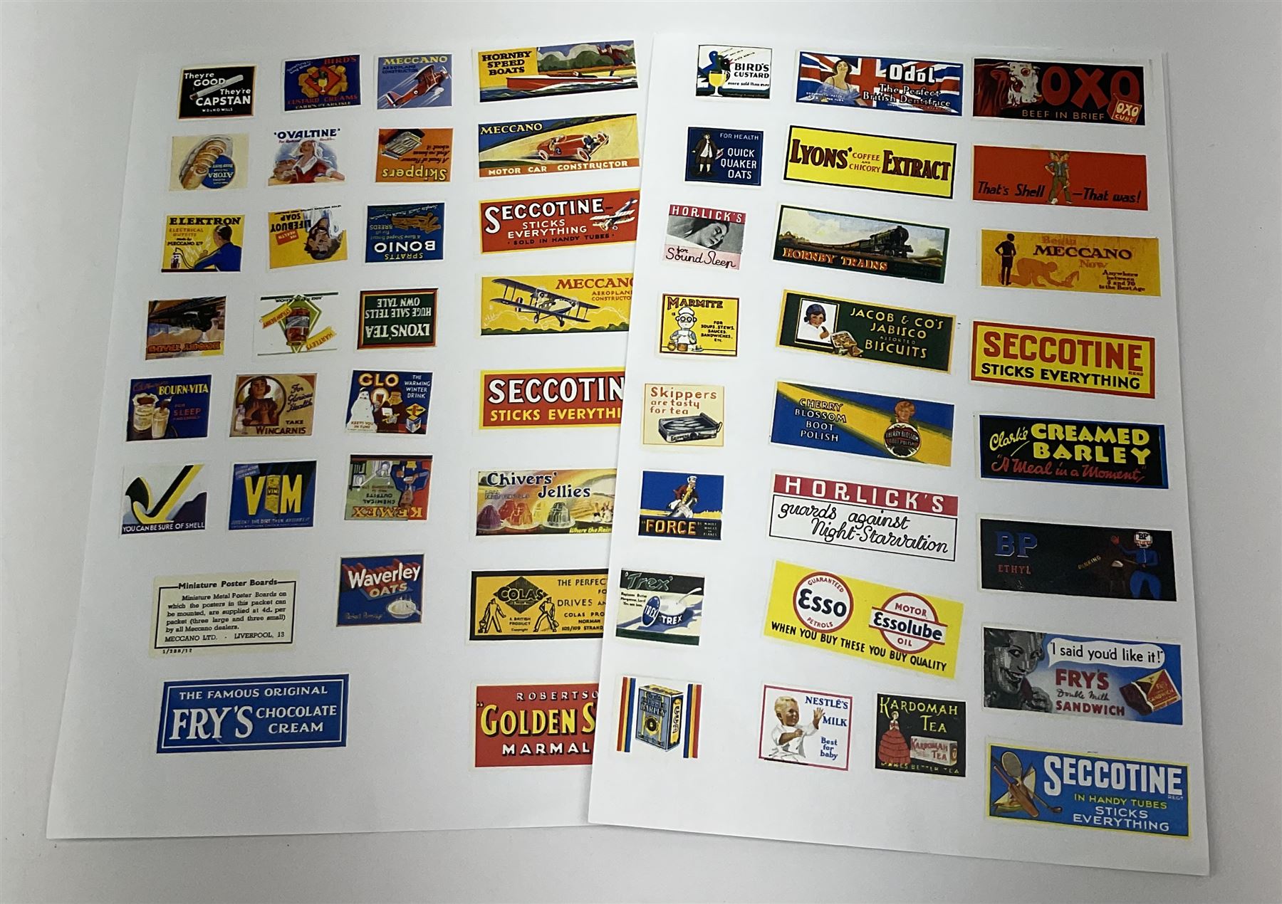 Hornby Dublo etc - large quantity of labels etc comprising headboards and train names including Mallard, Mancunian, Bristolian, Royal Scot, Flying Scotsman, Red Rose, White Rose, etc; destination boards for corridor coaches; station names; miniature posters; insulating tabs; lubricating oil etc; many in original packets.