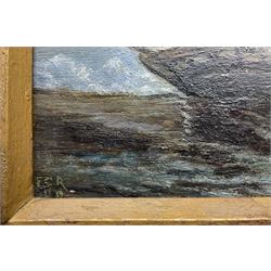 FCR (British 19th Century): 'The Old Wreck on the Welsh Coast 1909', signed with initials and dated '09, titled verso 12cm x 20cm