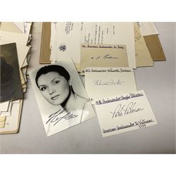 Over five-hundred and fifty autographs and signatures on cards letters and photographs etc including Haile Selassie, William Huskisson, Lyndon B. Johnson, Richard Nixon, Gerald Ford, George Bush, Kim Campbell, Edward Heath, James Callaghan, Robert Runcie, Joshua Logan, Jack Swigert, Sally K. Ride, Bernard Cornwell, Joanne Whalley, Bette Davis, Josephine Baker, Joe DiMaggio, Salvador Dali, Joan Crawford, Viscount Gort VC, James Agate, Hartley Shawcross, Earl of Athlone, Archbishop Makarios, Leif Erickson, Paul Reynaud, Prince Peter of Greece and Denmark, Henry Fonda, Leon Brittan, Michael Foot, David Steel, David Owen, Willie Whitelaw, Norman Tebbit, Roy Hattersley, Aneurin Bevan etc