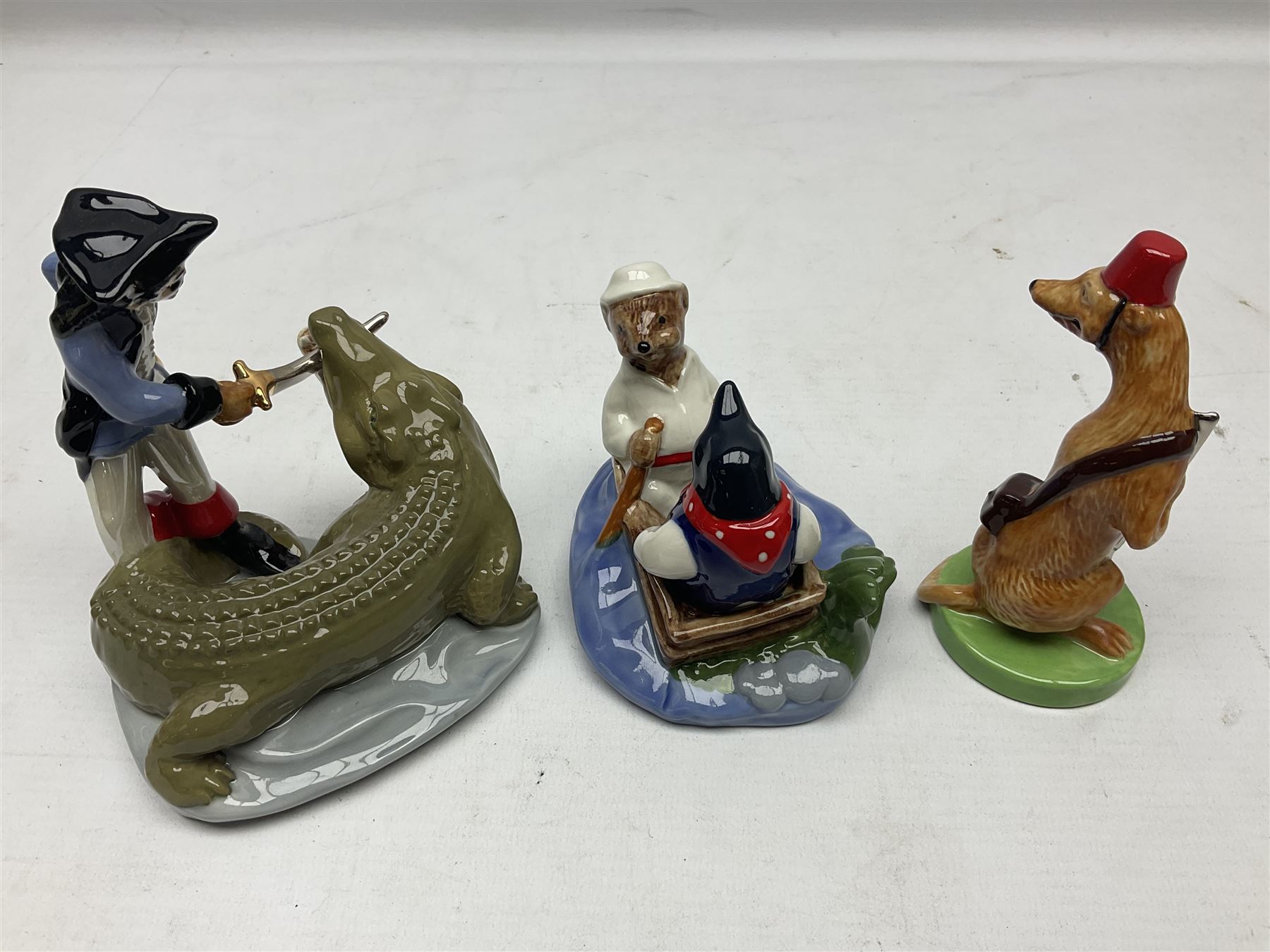 Twelve Wade Collectors Club Figures, comprising six Wind in the Willows figures; Rattie, Mole, Toad, Badger, Weasel and Rattie and Mole on the Water, Six Peter Pan figures; Captain Hook, Peter Pan, Wendy, John, Michael and Tinkerbell  