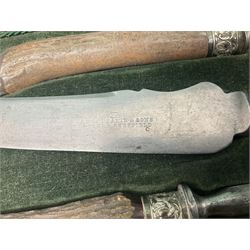 Cased horn handled carving knife set by James Deakin & Sons, Sheffield 